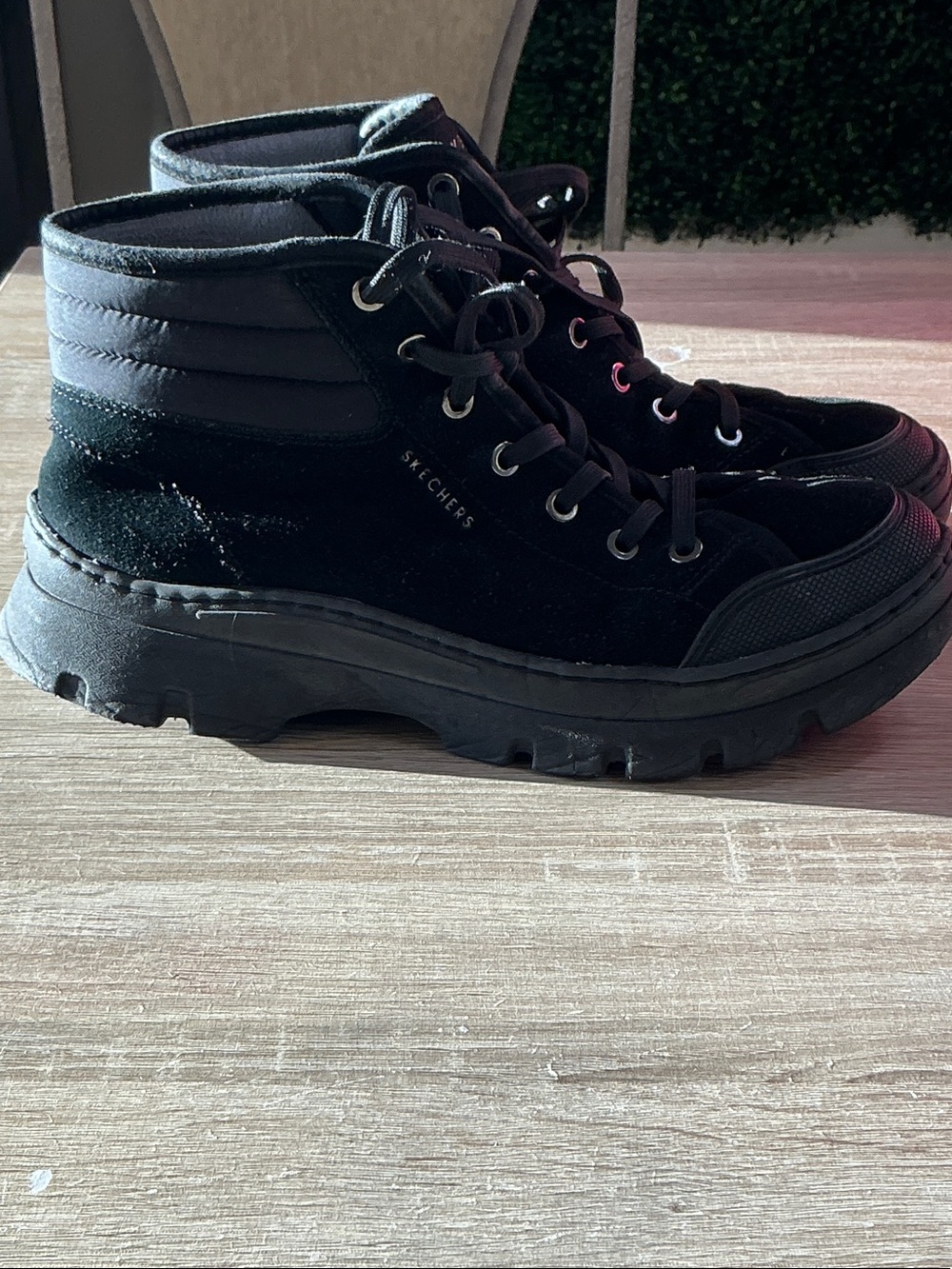 Skechers Women's Black Lace Up Platform Boots